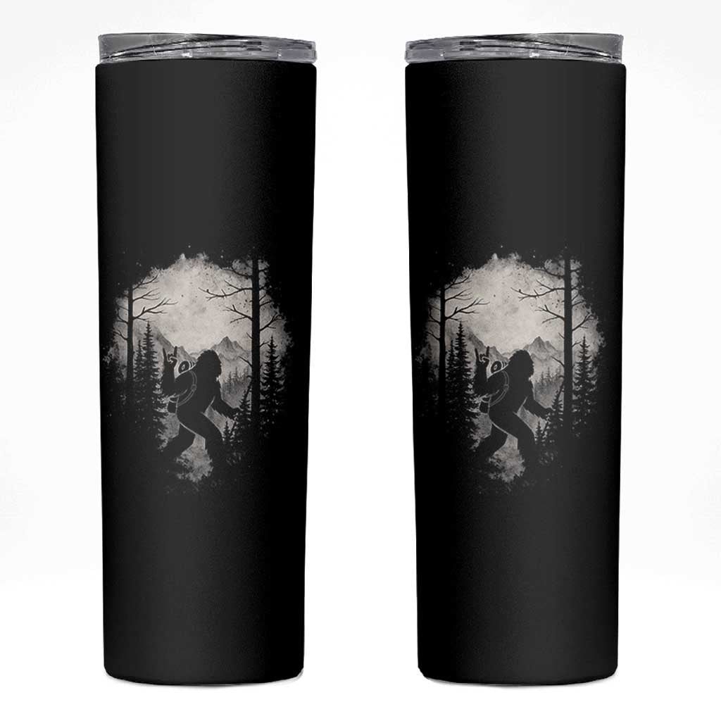 Funny Bigfoot Hiking Night Stroll Mountain Forest Skinny Tumbler - Wonder Print Shop