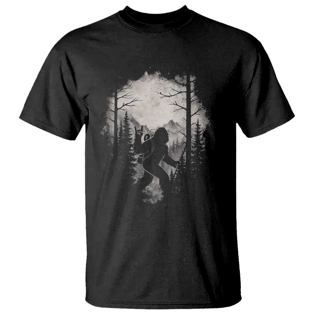 Funny Bigfoot Hiking Night Stroll Mountain Forest T Shirt - Wonder Print Shop