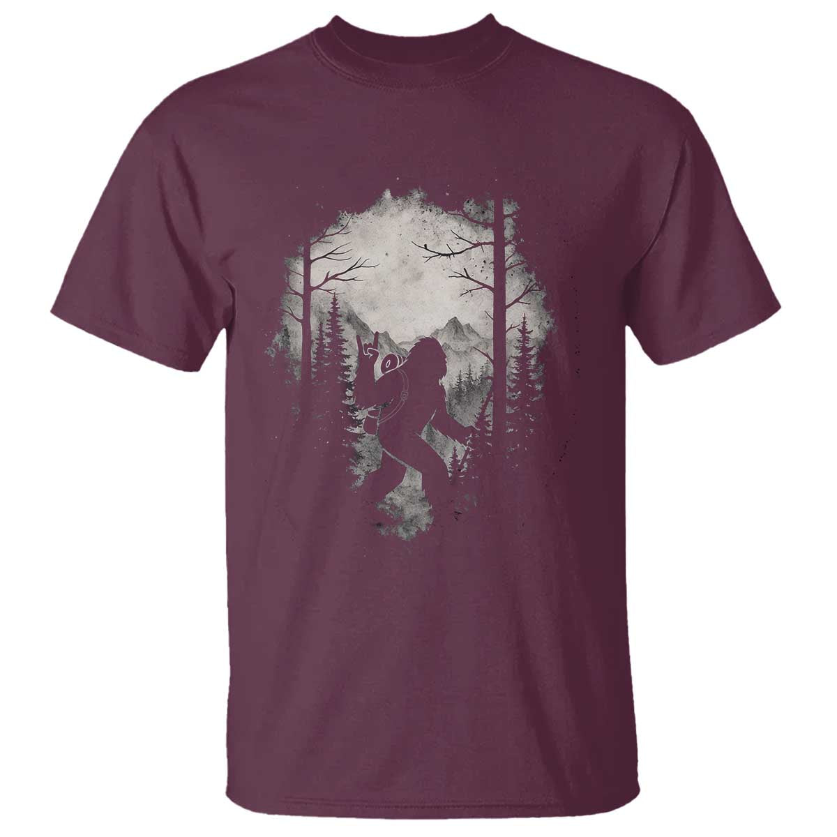 Funny Bigfoot Hiking Night Stroll Mountain Forest T Shirt - Wonder Print Shop