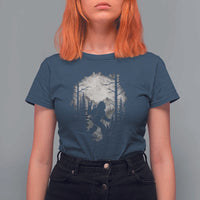 Funny Bigfoot Hiking Night Stroll Mountain Forest T Shirt For Women - Wonder Print Shop