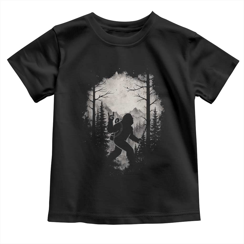 Funny Bigfoot Hiking Night Stroll Mountain Forest Toddler T Shirt - Wonder Print Shop