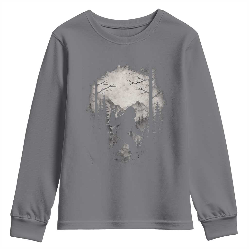 Funny Bigfoot Hiking Night Stroll Mountain Forest Youth Sweatshirt - Wonder Print Shop