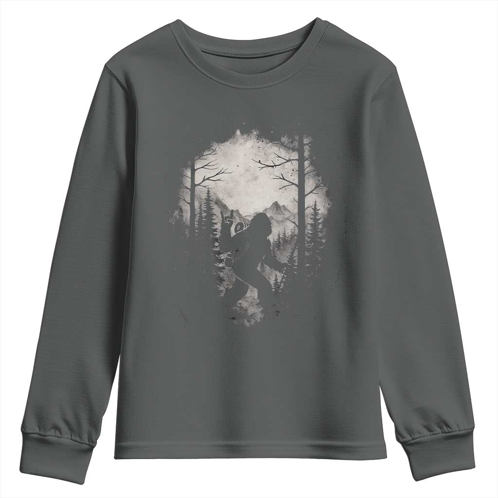 Funny Bigfoot Hiking Night Stroll Mountain Forest Youth Sweatshirt - Wonder Print Shop