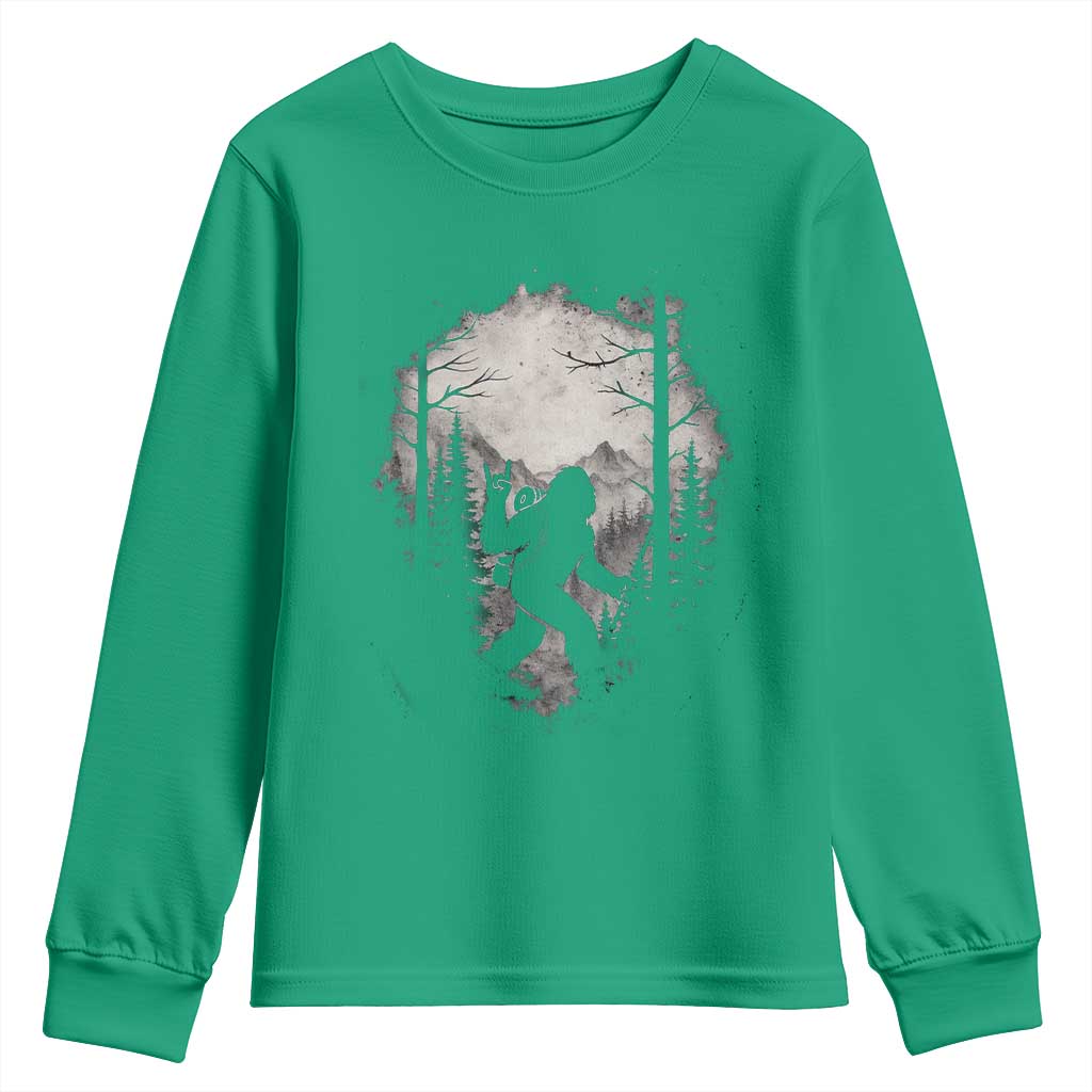 Funny Bigfoot Hiking Night Stroll Mountain Forest Youth Sweatshirt - Wonder Print Shop