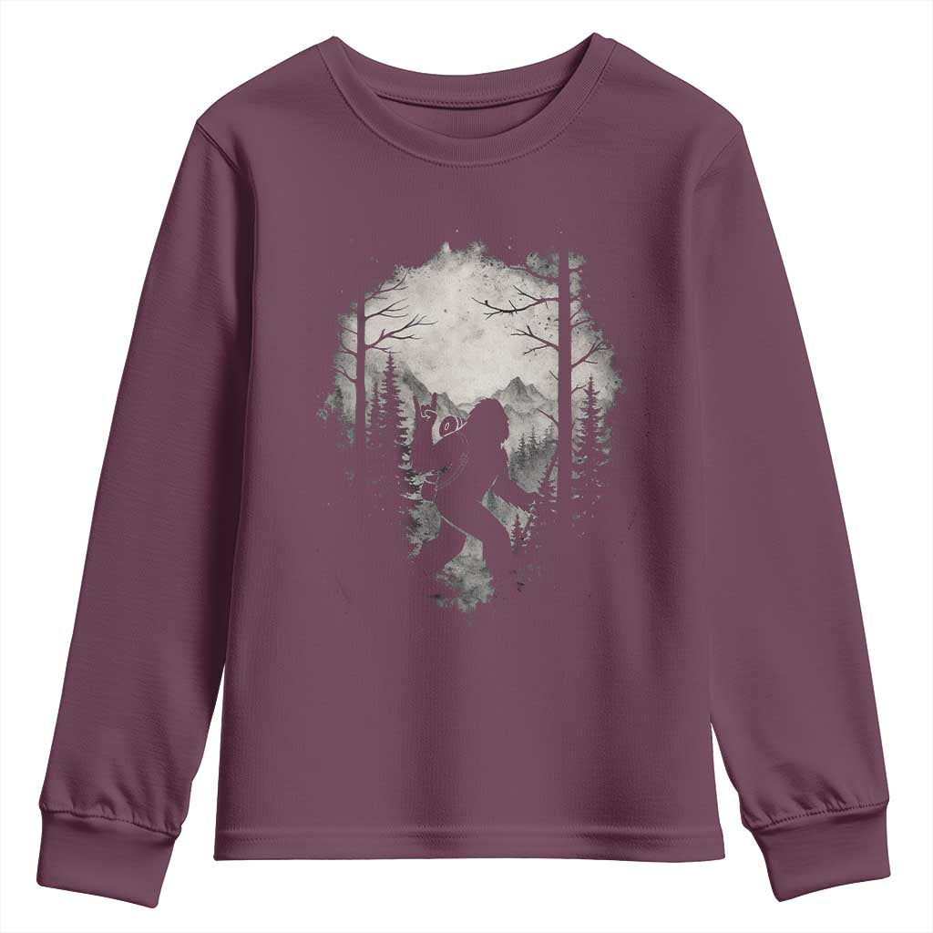 Funny Bigfoot Hiking Night Stroll Mountain Forest Youth Sweatshirt - Wonder Print Shop