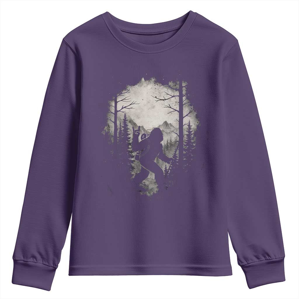 Funny Bigfoot Hiking Night Stroll Mountain Forest Youth Sweatshirt - Wonder Print Shop