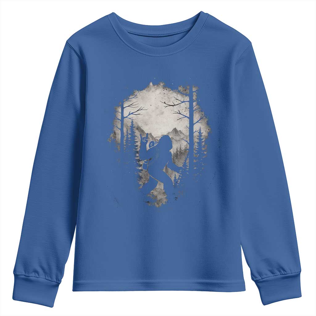 Funny Bigfoot Hiking Night Stroll Mountain Forest Youth Sweatshirt - Wonder Print Shop