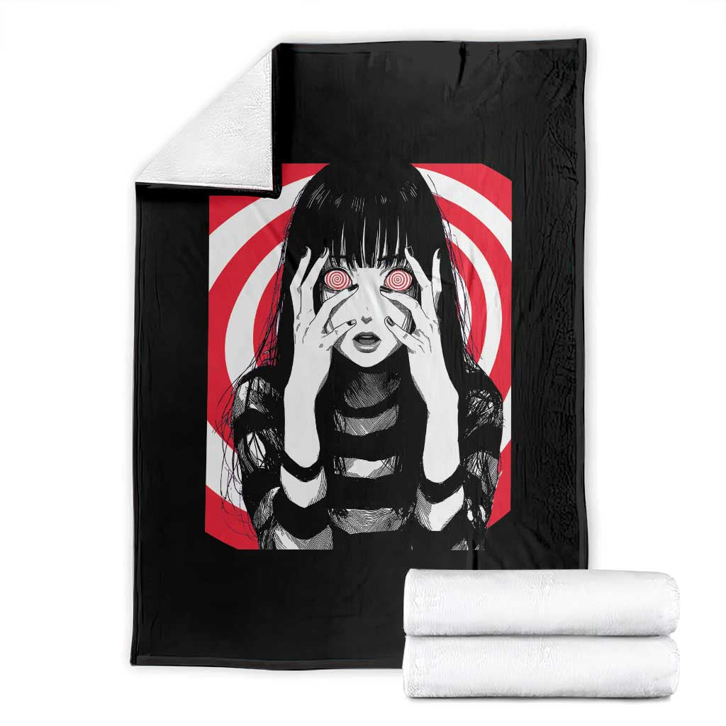 Horror Anime Manga Creepy Goth Japanese Girl Throw Blanket - Wonder Print Shop