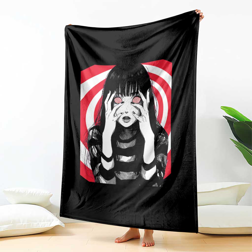 Horror Anime Manga Creepy Goth Japanese Girl Throw Blanket - Wonder Print Shop