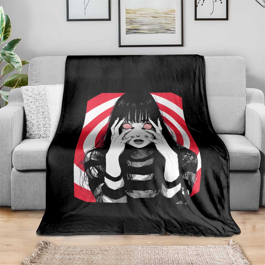 Horror Anime Manga Creepy Goth Japanese Girl Throw Blanket - Wonder Print Shop