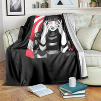 Horror Anime Manga Creepy Goth Japanese Girl Throw Blanket - Wonder Print Shop