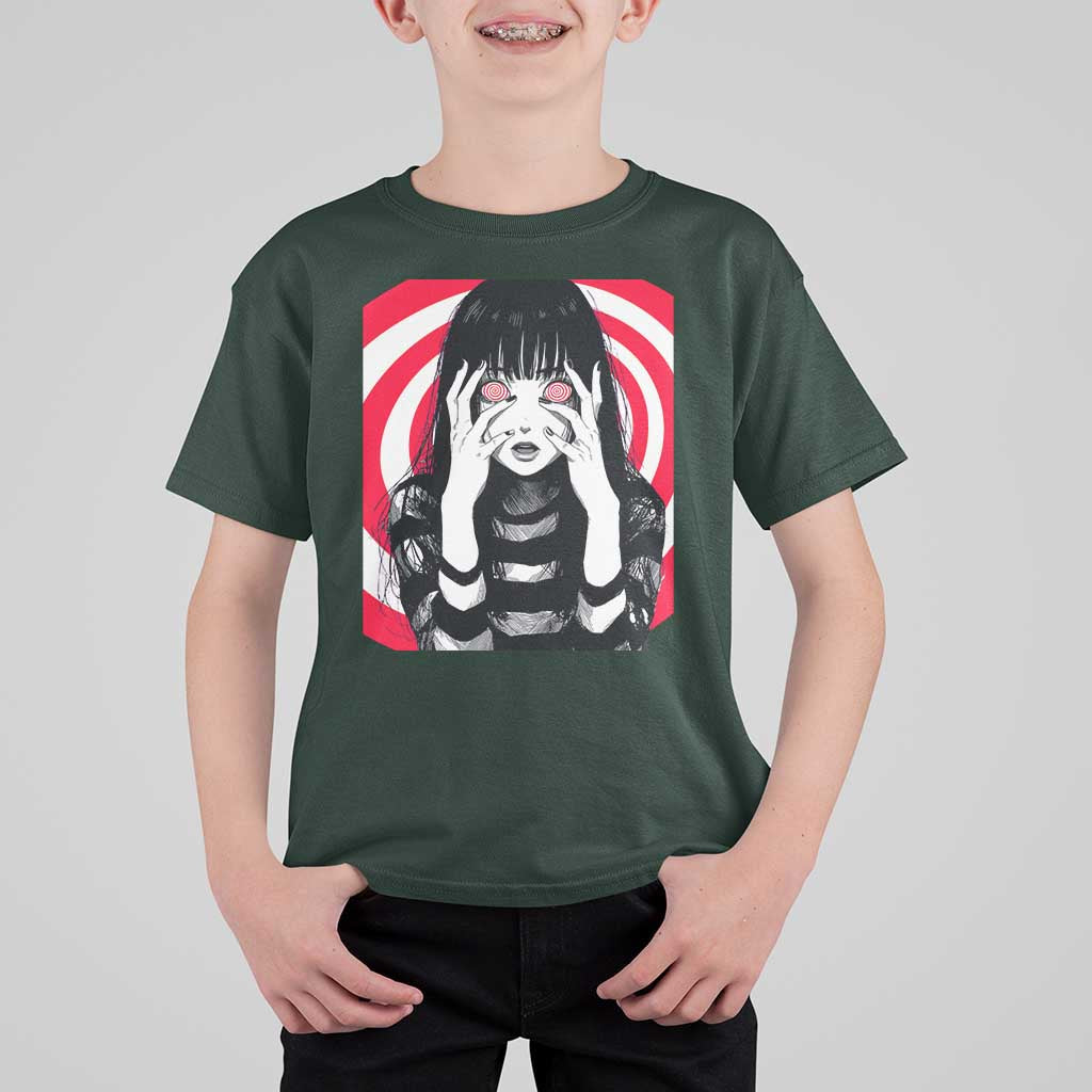 Horror Anime Manga Creepy Goth Japanese Girl T Shirt For Kid - Wonder Print Shop