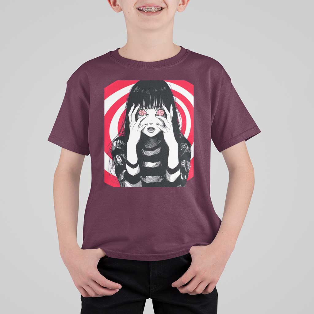 Horror Anime Manga Creepy Goth Japanese Girl T Shirt For Kid - Wonder Print Shop