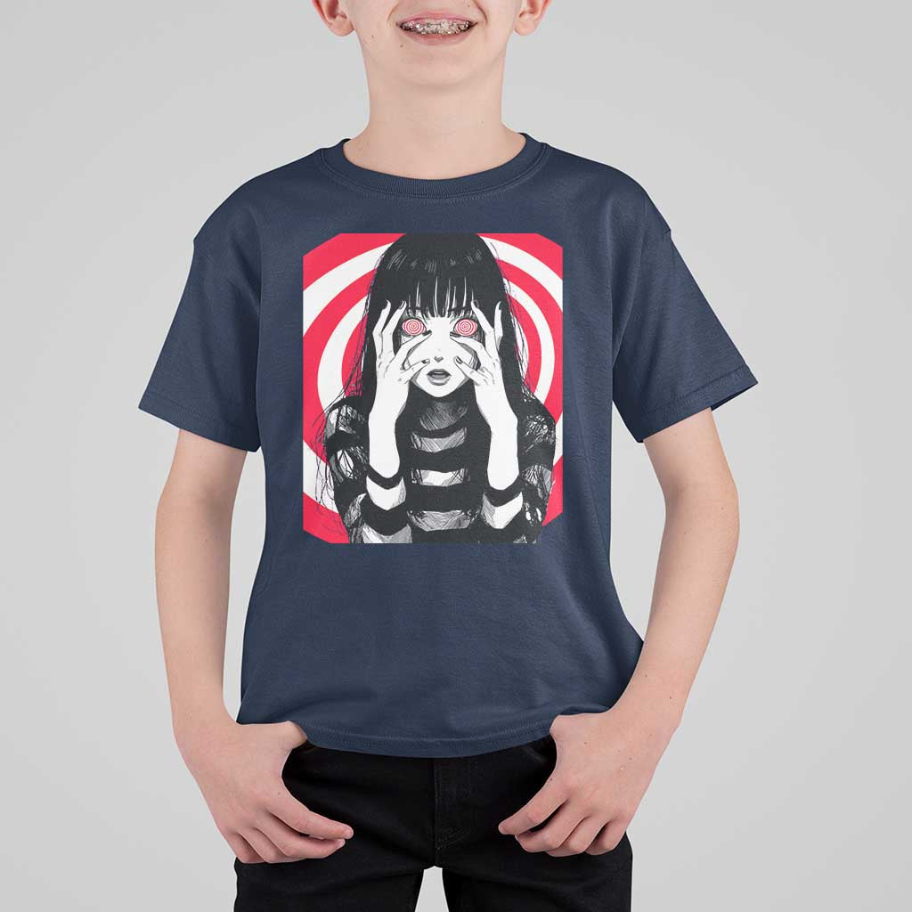 Horror Anime Manga Creepy Goth Japanese Girl T Shirt For Kid - Wonder Print Shop