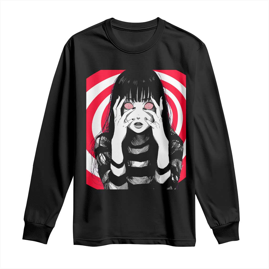 Horror Anime Manga Creepy Goth Japanese Girl Long Sleeve Shirt - Wonder Print Shop