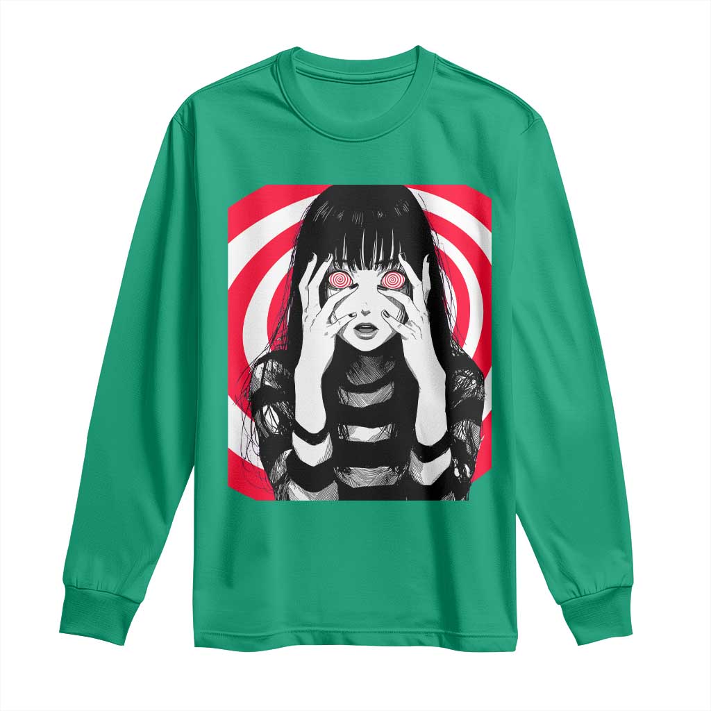 Horror Anime Manga Creepy Goth Japanese Girl Long Sleeve Shirt - Wonder Print Shop