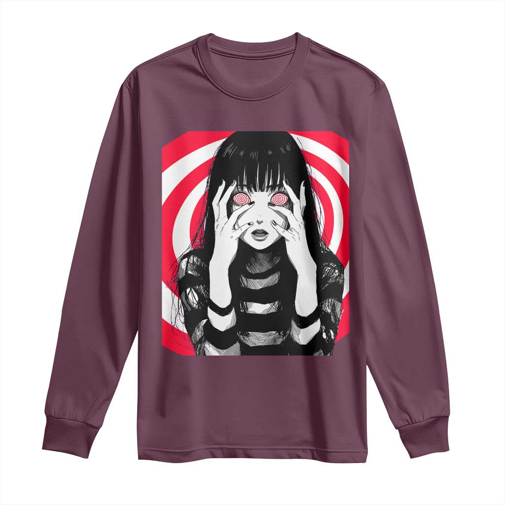 Horror Anime Manga Creepy Goth Japanese Girl Long Sleeve Shirt - Wonder Print Shop