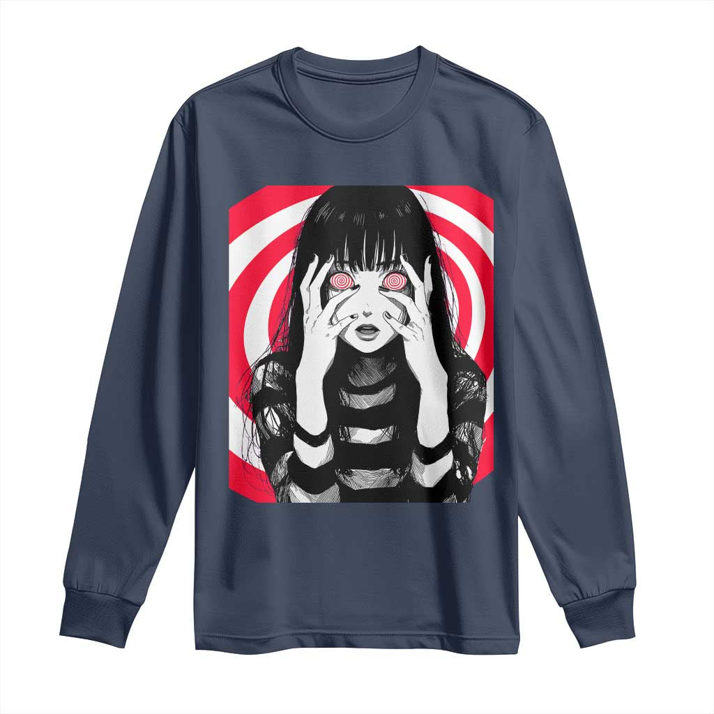 Horror Anime Manga Creepy Goth Japanese Girl Long Sleeve Shirt - Wonder Print Shop