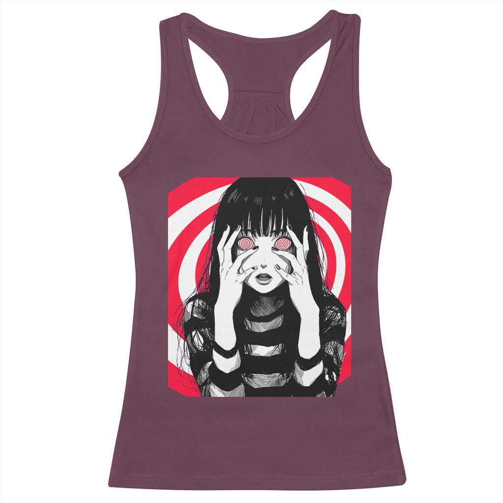 Horror Anime Manga Creepy Goth Japanese Girl Racerback Tank Top - Wonder Print Shop