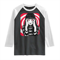 Horror Anime Manga Creepy Goth Japanese Girl Raglan Shirt - Wonder Print Shop