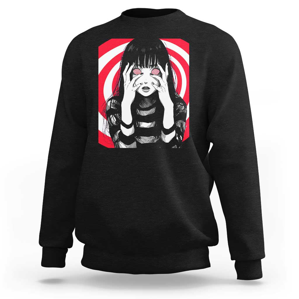 Horror Anime Manga Creepy Goth Japanese Girl Sweatshirt - Wonder Print Shop