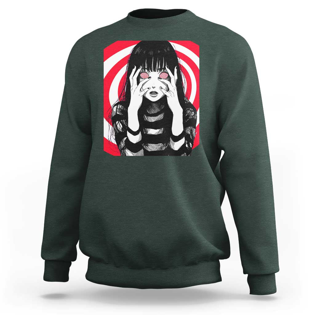Horror Anime Manga Creepy Goth Japanese Girl Sweatshirt - Wonder Print Shop