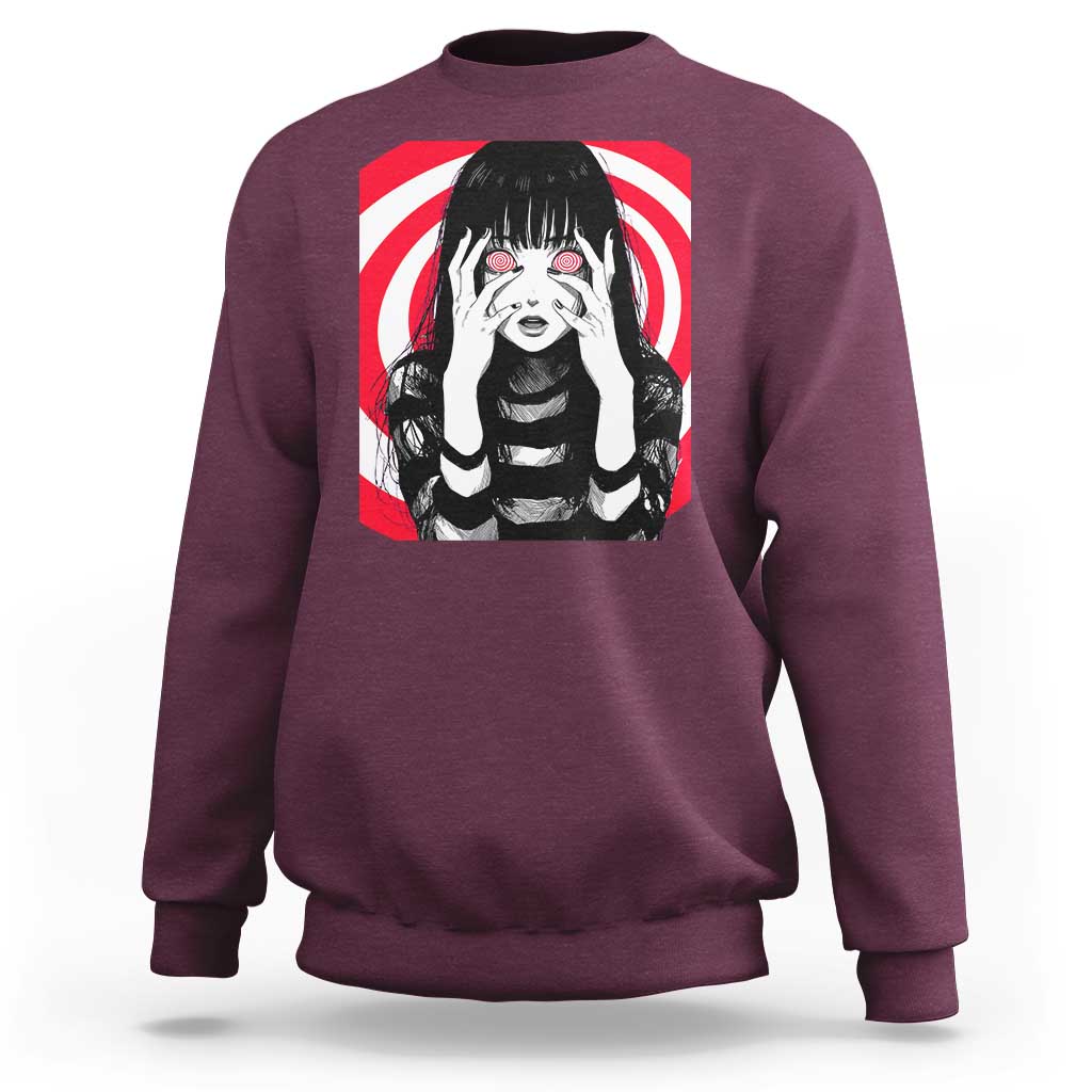 Horror Anime Manga Creepy Goth Japanese Girl Sweatshirt - Wonder Print Shop