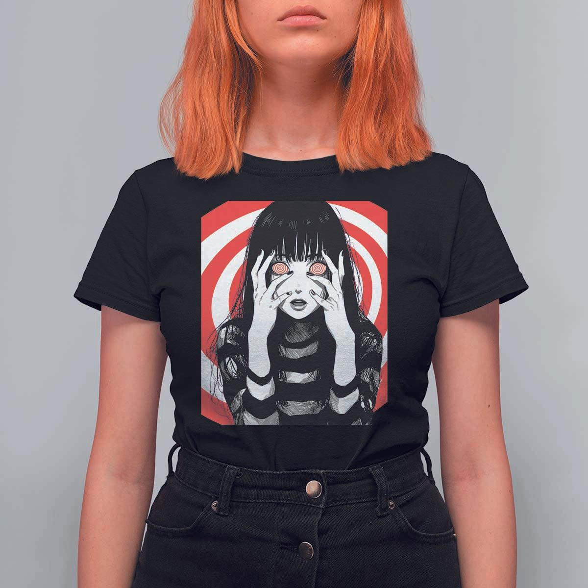Horror Anime Manga Creepy Goth Japanese Girl T Shirt For Women - Wonder Print Shop
