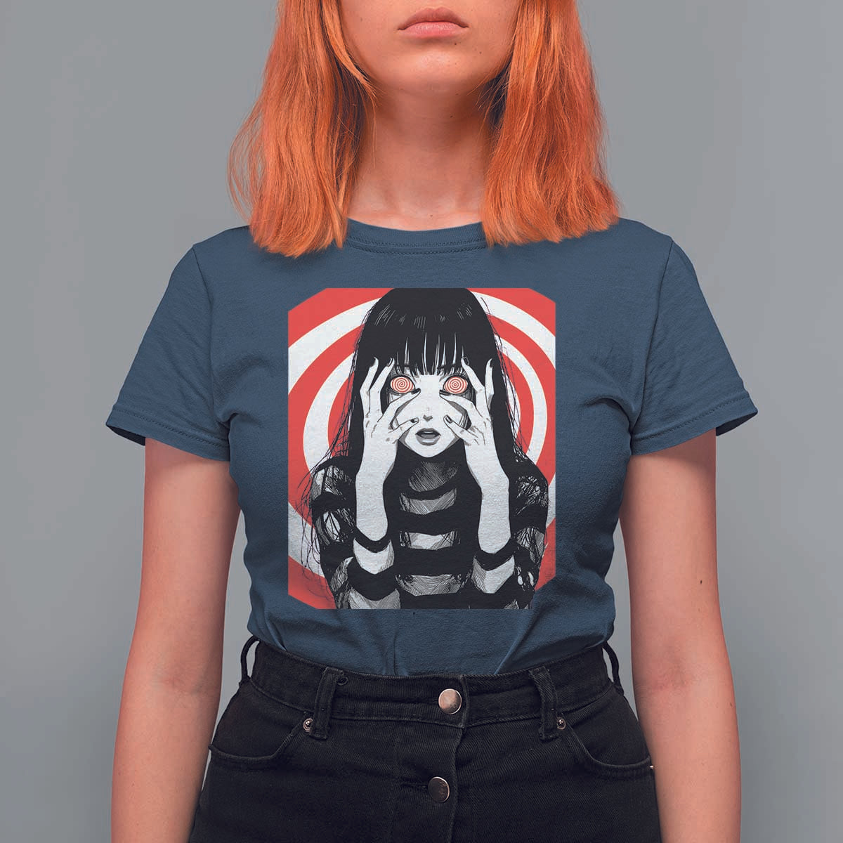 Horror Anime Manga Creepy Goth Japanese Girl T Shirt For Women - Wonder Print Shop