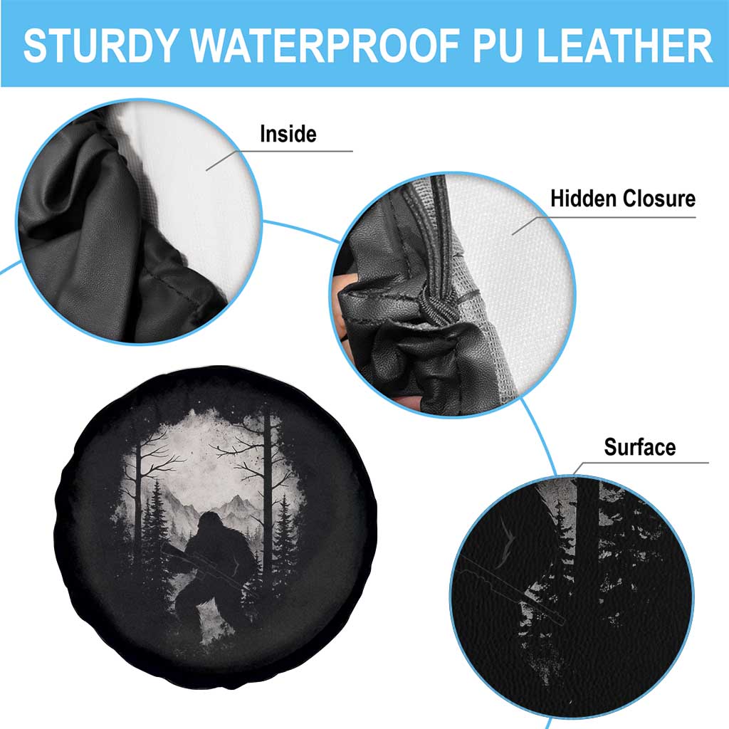 Funny Bigfoot Hunting Spare Tire Cover Sasquatch Wildlife Hunter Forest - Wonder Print Shop