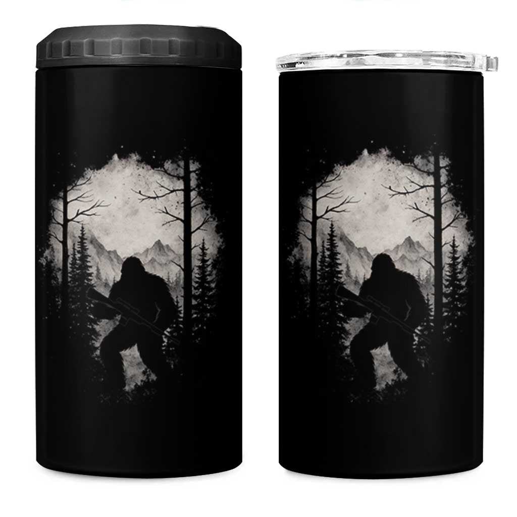 Funny Bigfoot Hunting 4 in 1 Can Cooler Tumbler Sasquatch Wildlife Hunter Forest - Wonder Print Shop