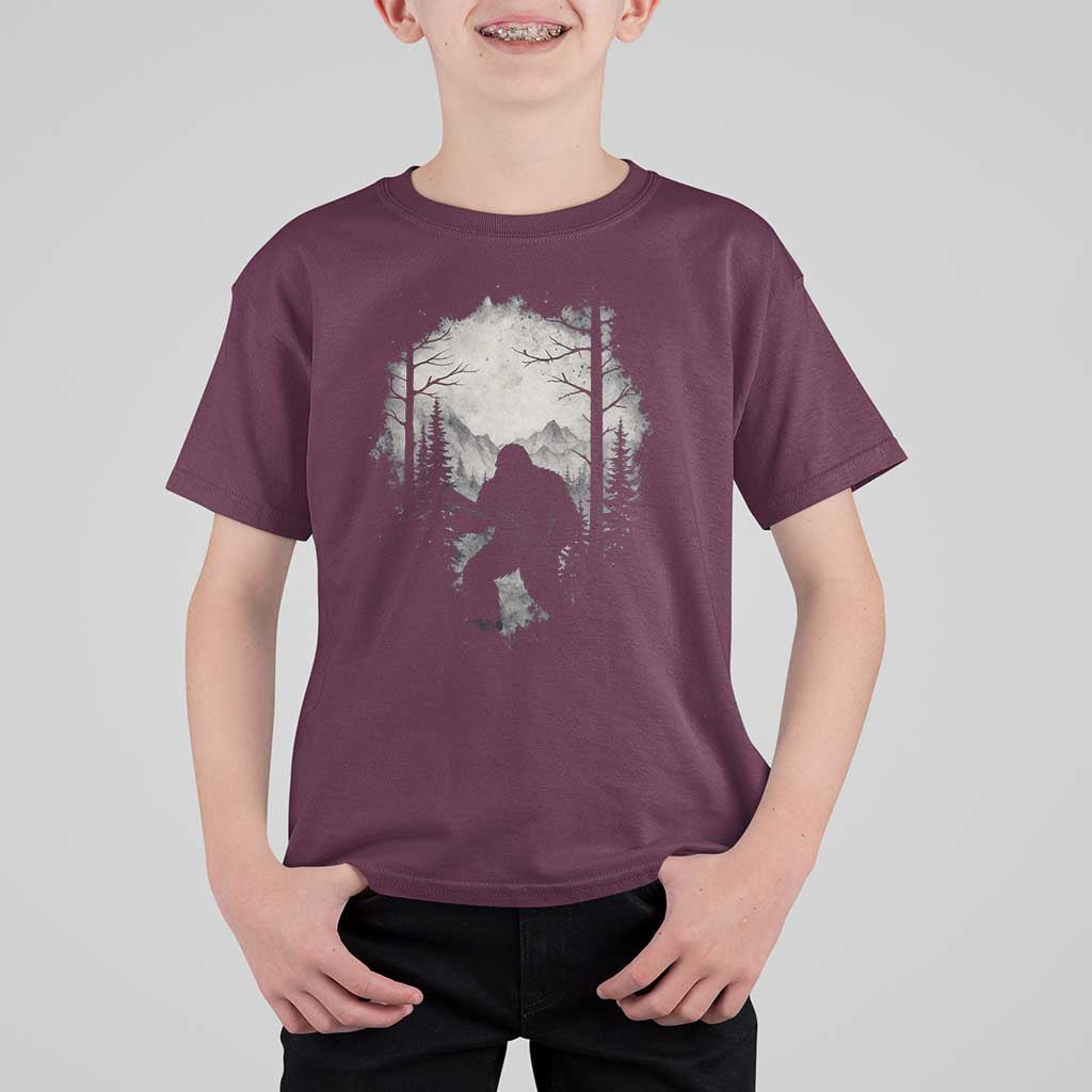 Funny Bigfoot Hunting T Shirt For Kid Sasquatch Wildlife Hunter Forest - Wonder Print Shop