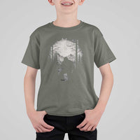 Funny Bigfoot Hunting T Shirt For Kid Sasquatch Wildlife Hunter Forest - Wonder Print Shop