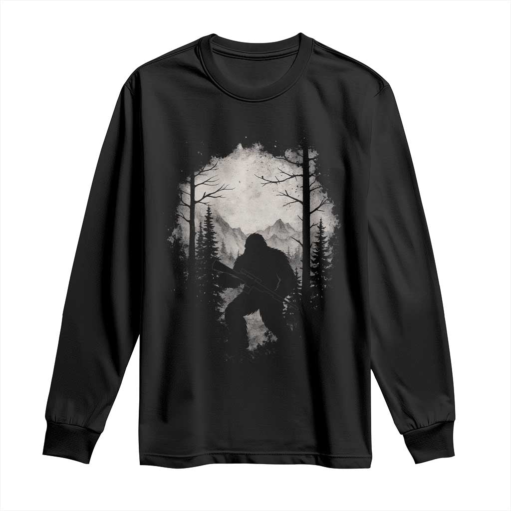 Funny Bigfoot Hunting Long Sleeve Shirt Sasquatch Wildlife Hunter Forest - Wonder Print Shop