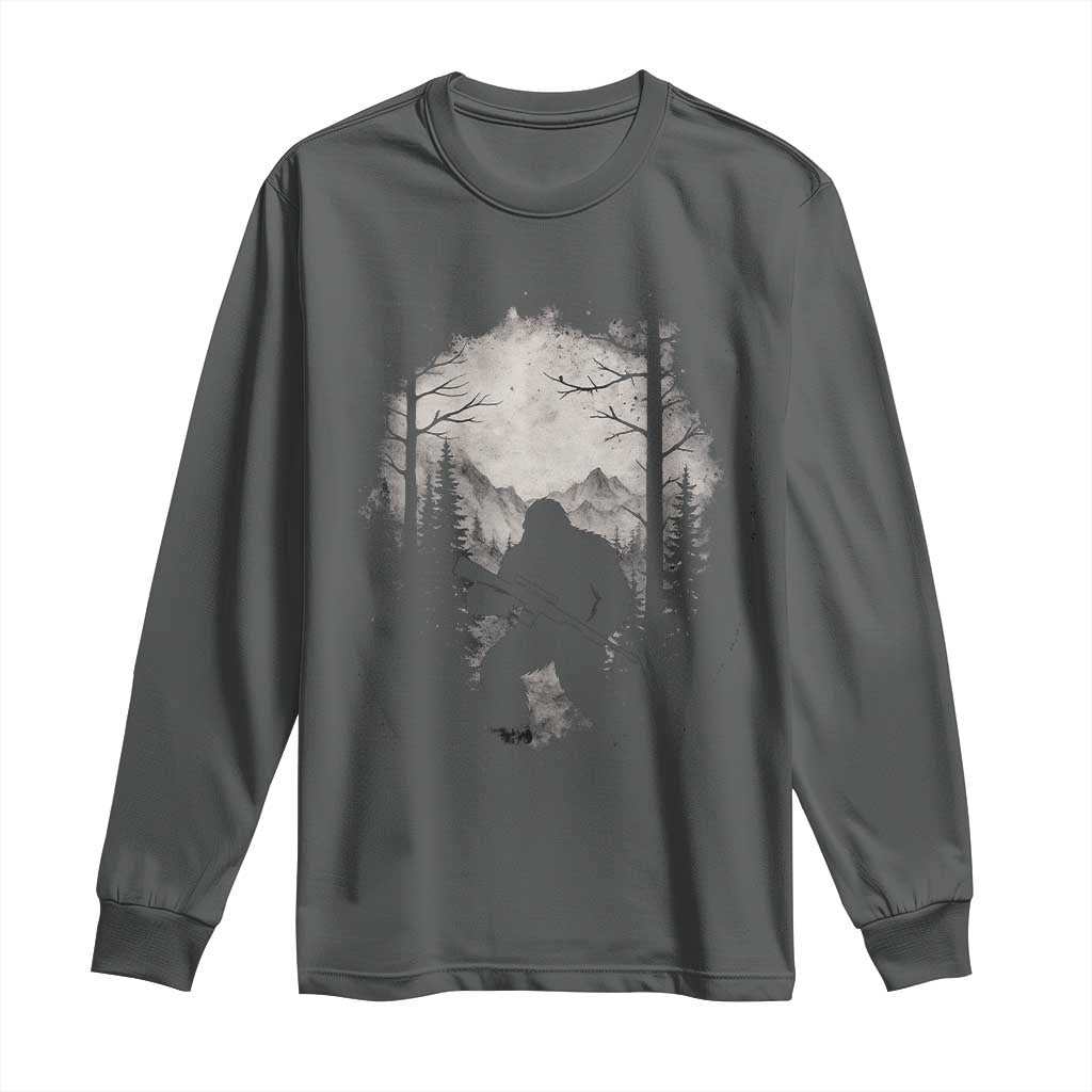 Funny Bigfoot Hunting Long Sleeve Shirt Sasquatch Wildlife Hunter Forest - Wonder Print Shop