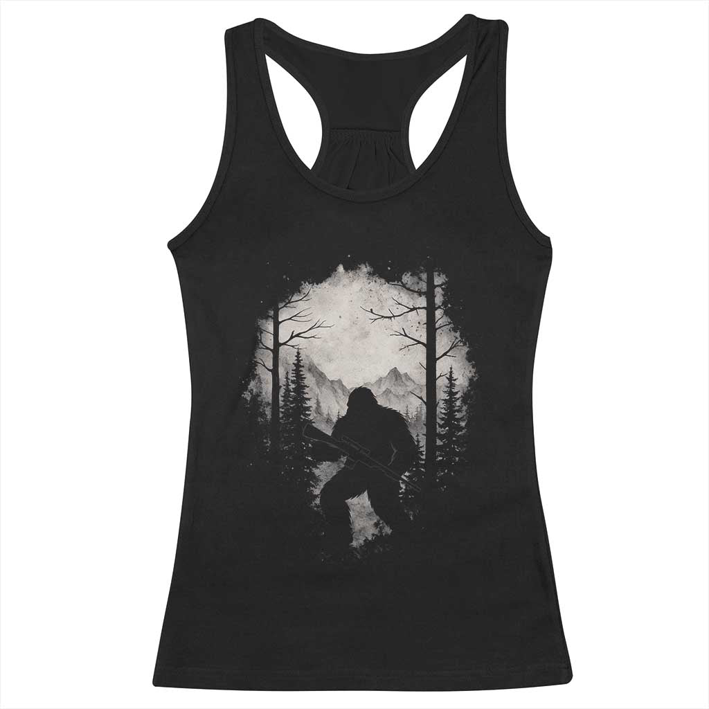 Funny Bigfoot Hunting Racerback Tank Top Sasquatch Wildlife Hunter Forest - Wonder Print Shop