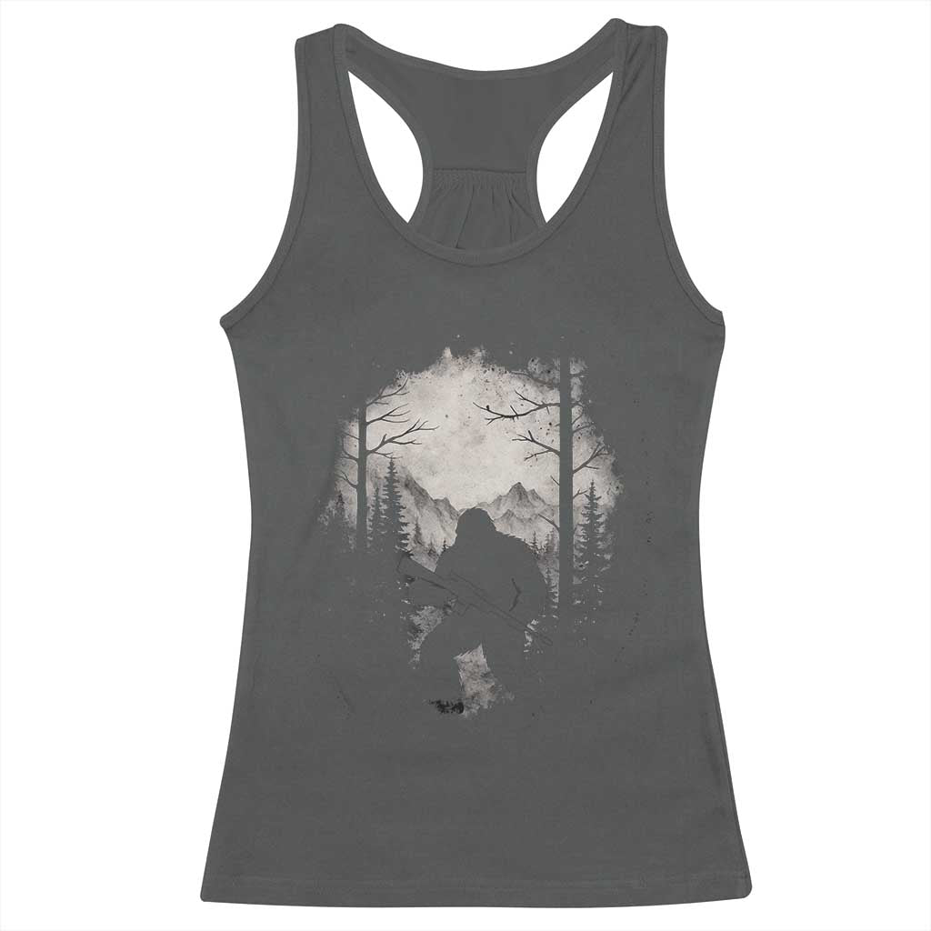 Funny Bigfoot Hunting Racerback Tank Top Sasquatch Wildlife Hunter Forest - Wonder Print Shop
