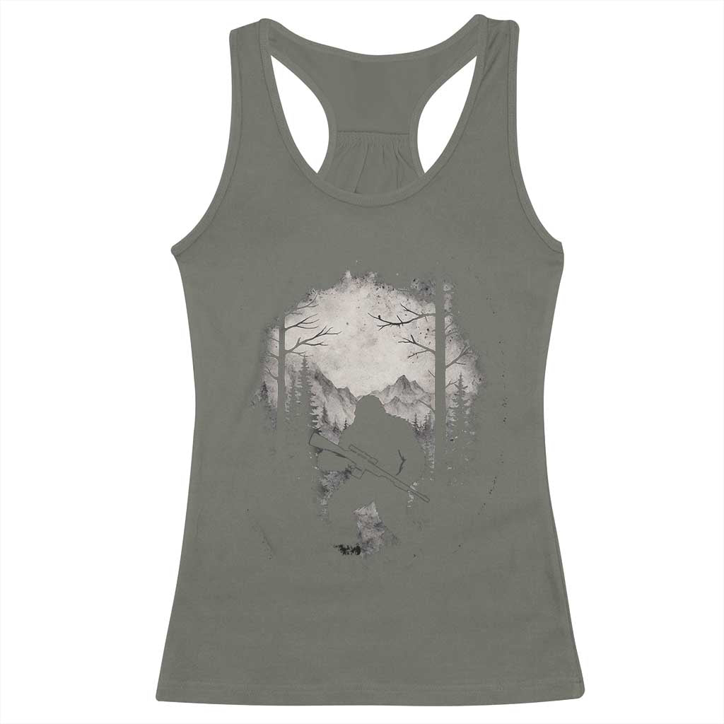 Funny Bigfoot Hunting Racerback Tank Top Sasquatch Wildlife Hunter Forest - Wonder Print Shop