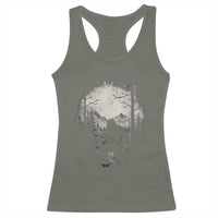 Funny Bigfoot Hunting Racerback Tank Top Sasquatch Wildlife Hunter Forest - Wonder Print Shop