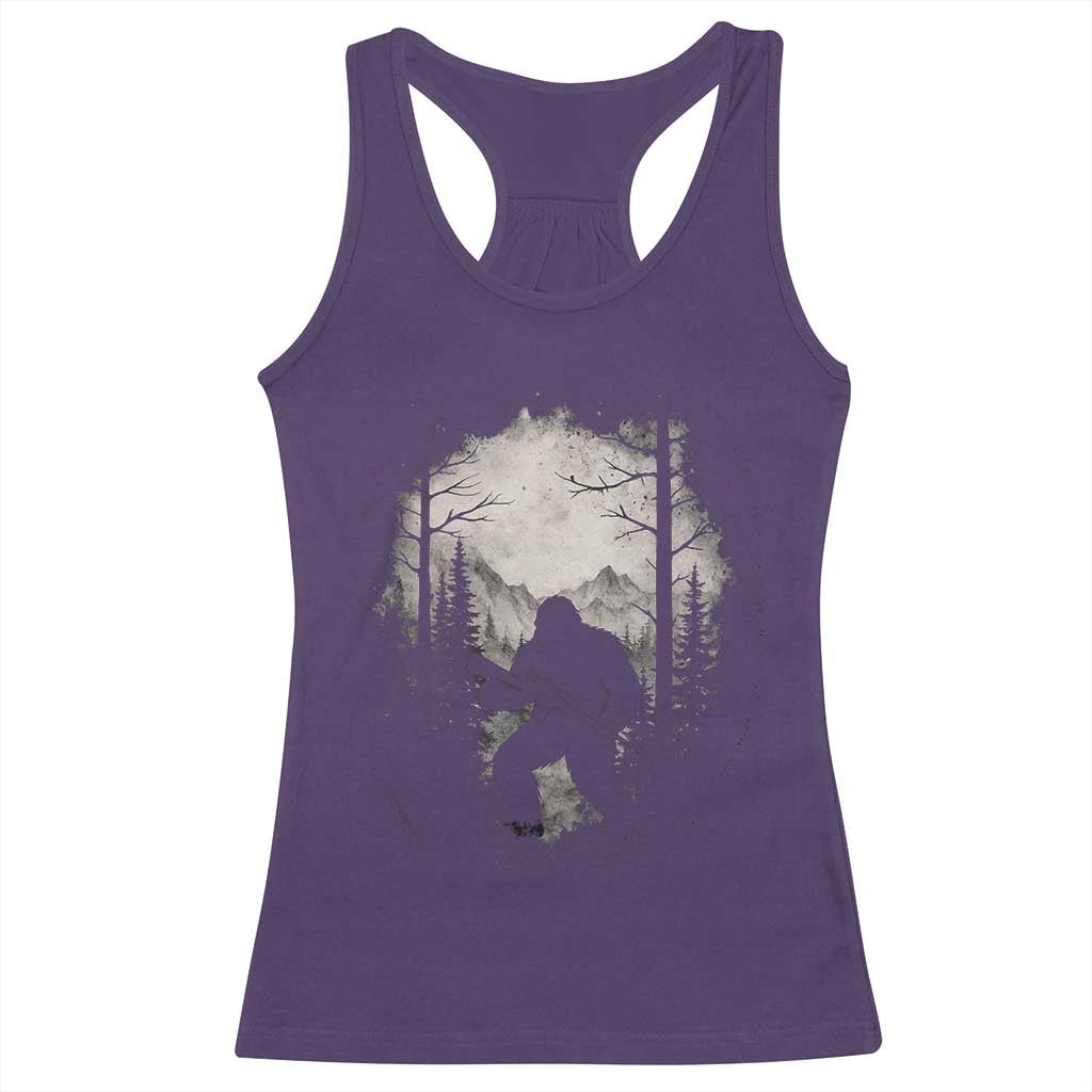 Funny Bigfoot Hunting Racerback Tank Top Sasquatch Wildlife Hunter Forest - Wonder Print Shop