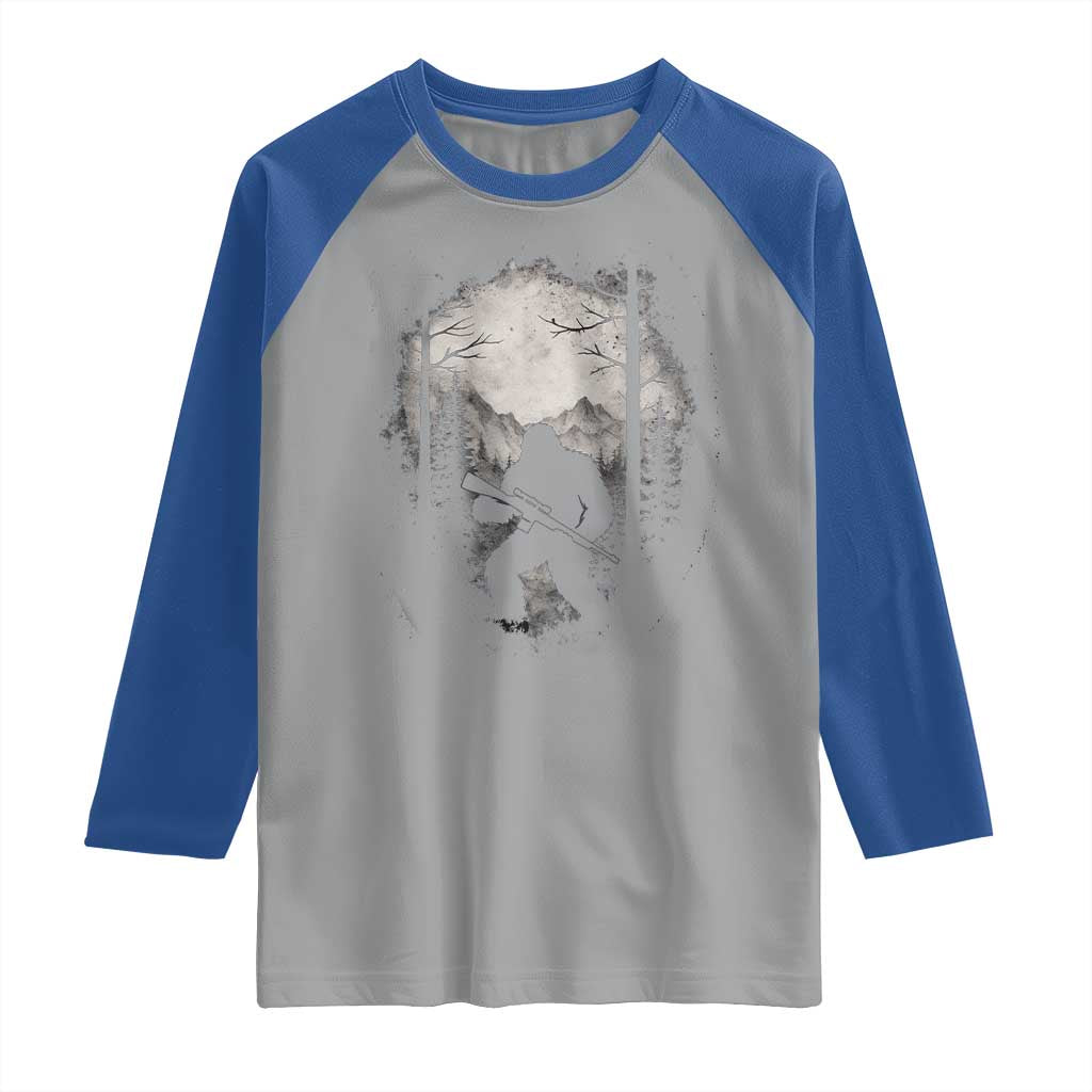Funny Bigfoot Hunting Raglan Shirt Sasquatch Wildlife Hunter Forest - Wonder Print Shop