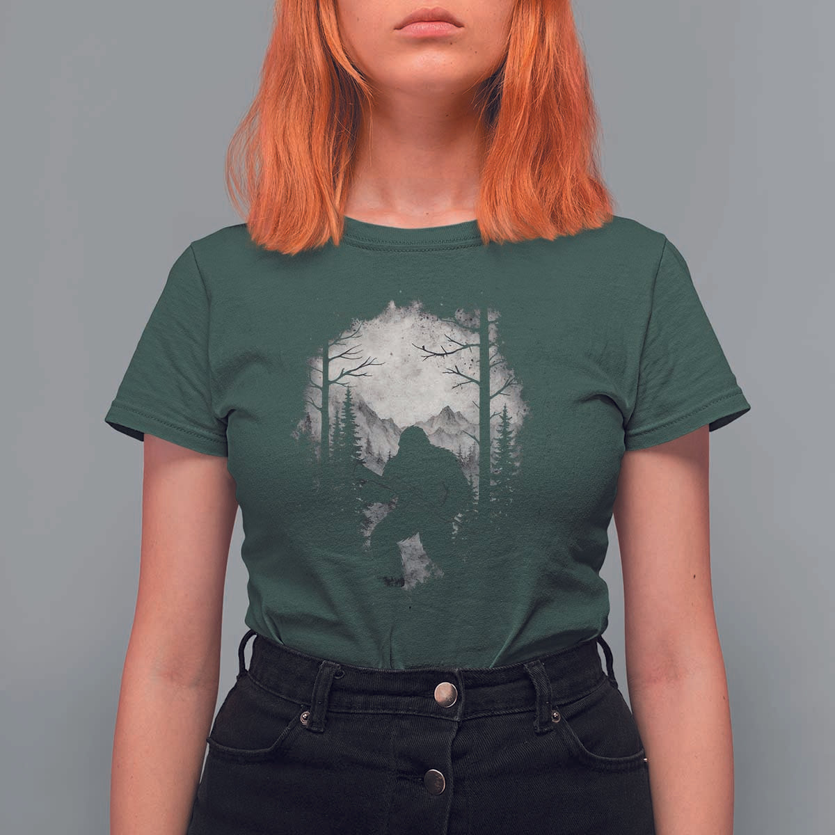 Funny Bigfoot Hunting T Shirt For Women Sasquatch Wildlife Hunter Forest - Wonder Print Shop