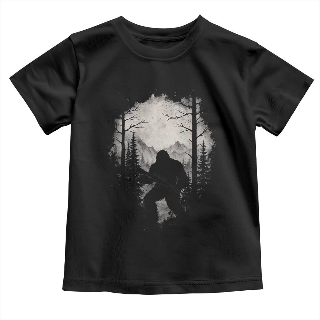 Funny Bigfoot Hunting Toddler T Shirt Sasquatch Wildlife Hunter Forest - Wonder Print Shop
