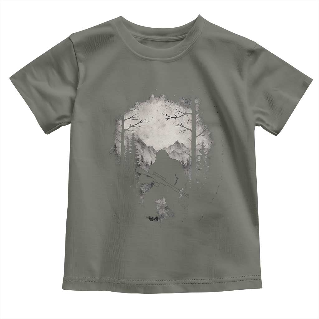 Funny Bigfoot Hunting Toddler T Shirt Sasquatch Wildlife Hunter Forest - Wonder Print Shop