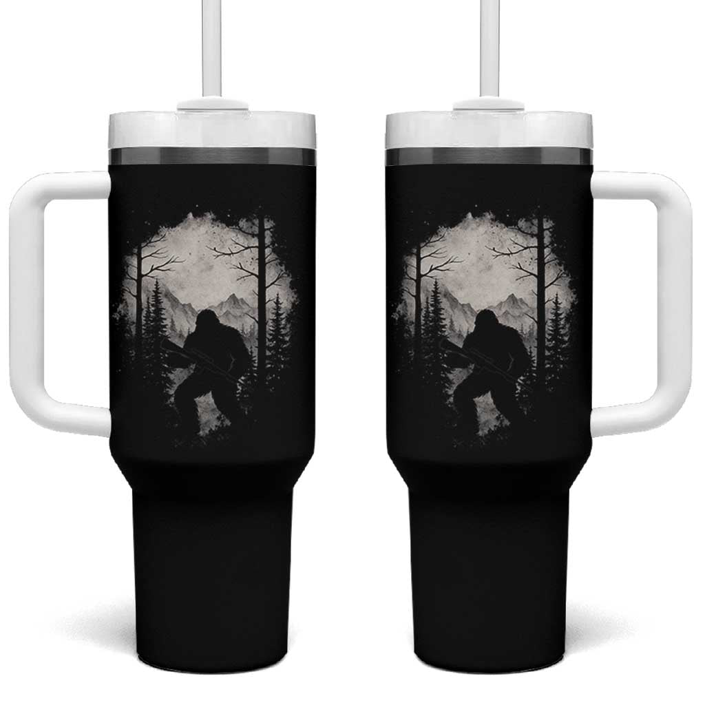 Funny Bigfoot Hunting Tumbler With Handle Sasquatch Wildlife Hunter Forest - Wonder Print Shop