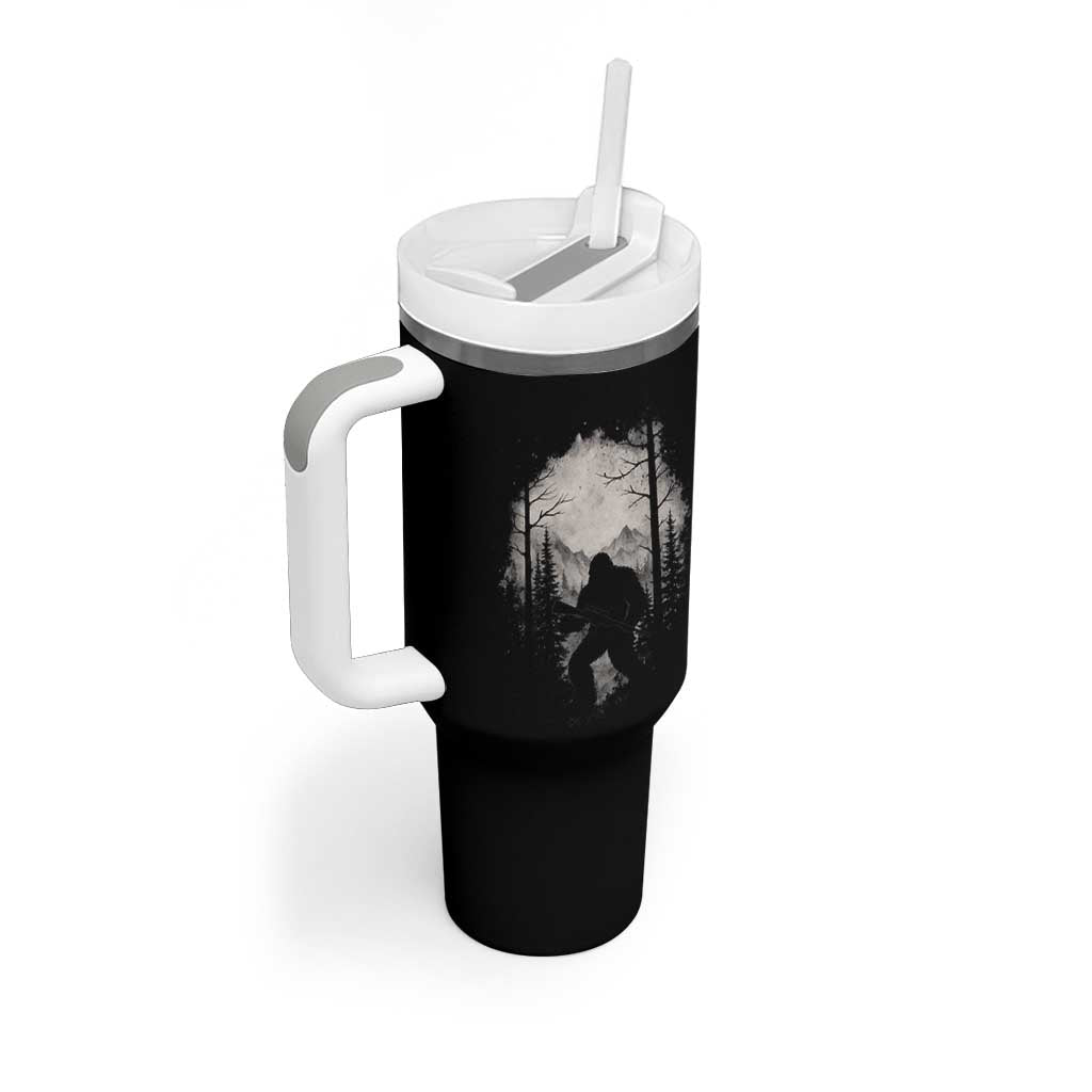 Funny Bigfoot Hunting Tumbler With Handle Sasquatch Wildlife Hunter Forest - Wonder Print Shop