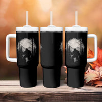 Funny Bigfoot Hunting Tumbler With Handle Sasquatch Wildlife Hunter Forest - Wonder Print Shop