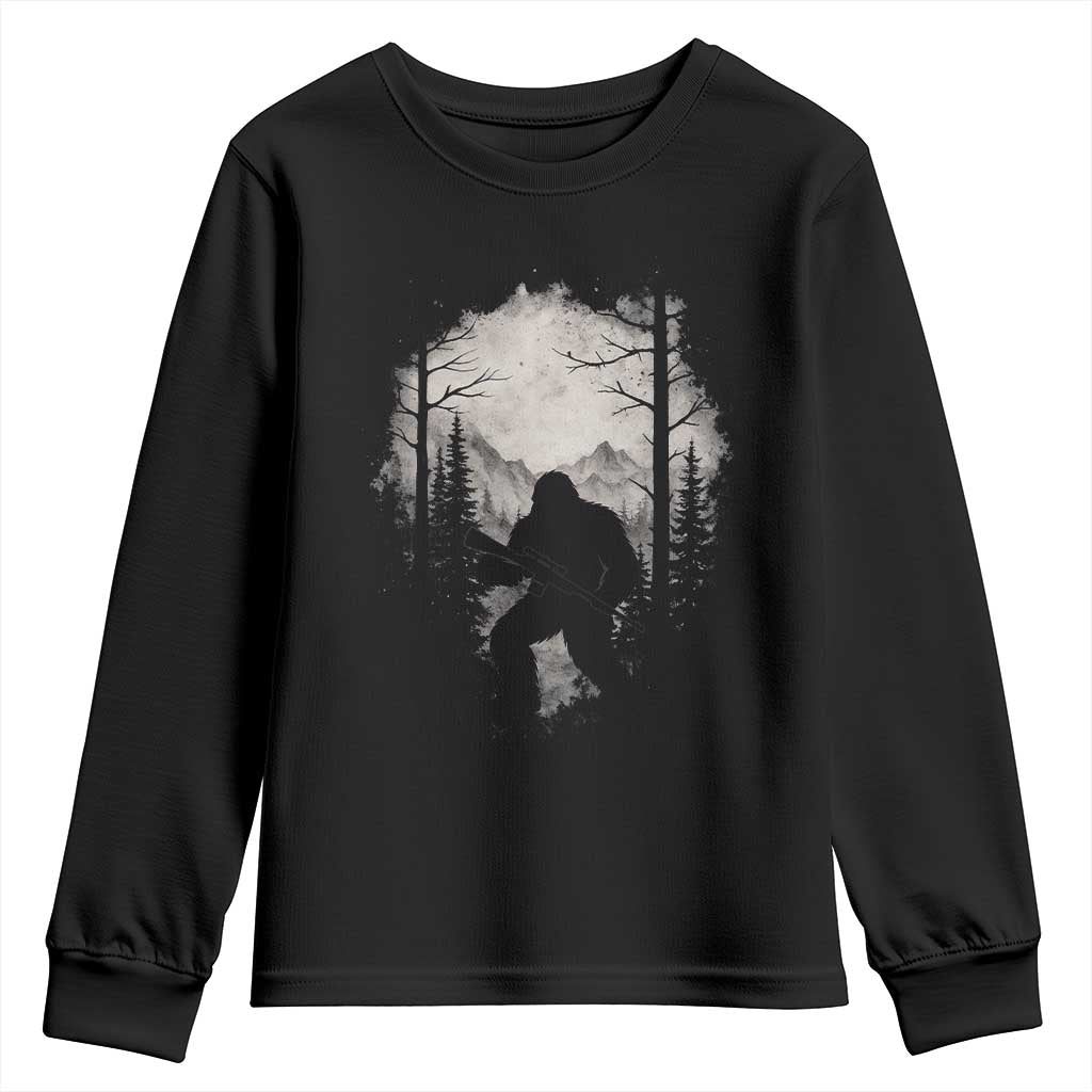 Funny Bigfoot Hunting Youth Sweatshirt Sasquatch Wildlife Hunter Forest - Wonder Print Shop
