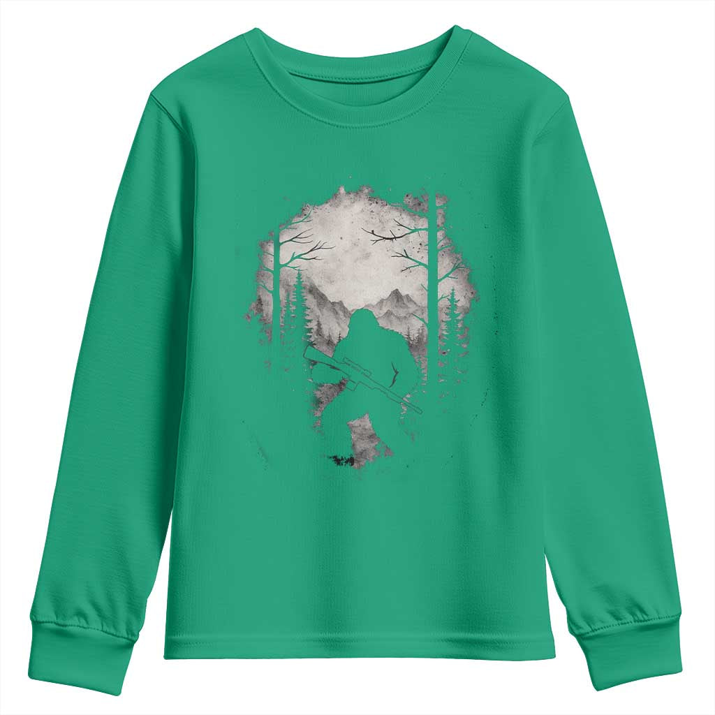 Funny Bigfoot Hunting Youth Sweatshirt Sasquatch Wildlife Hunter Forest - Wonder Print Shop