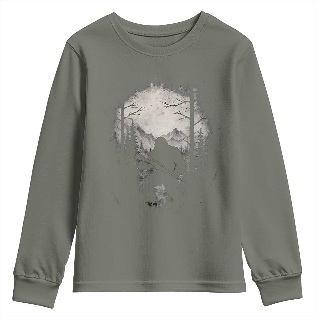Funny Bigfoot Hunting Youth Sweatshirt Sasquatch Wildlife Hunter Forest - Wonder Print Shop